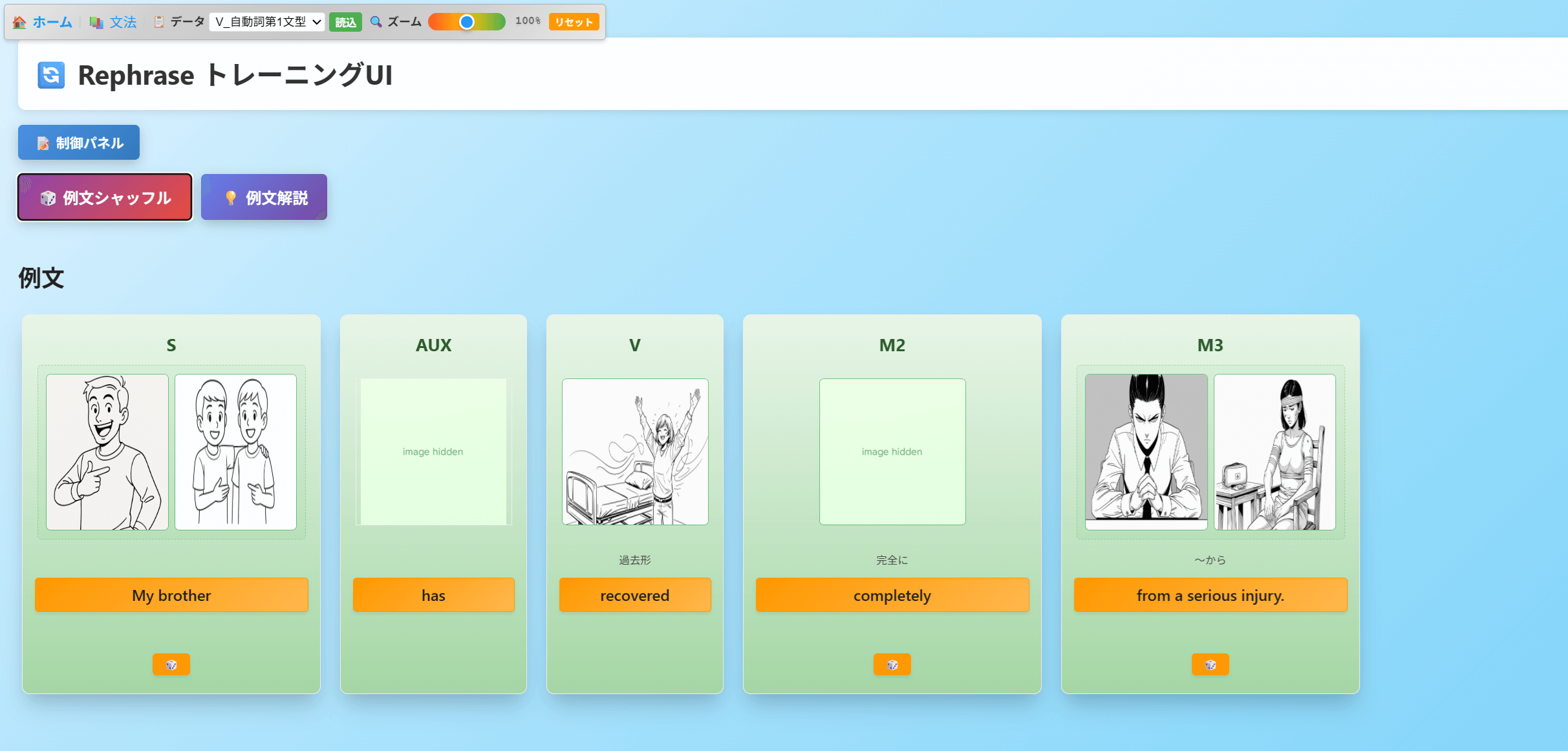 基本的なスロット分解画面